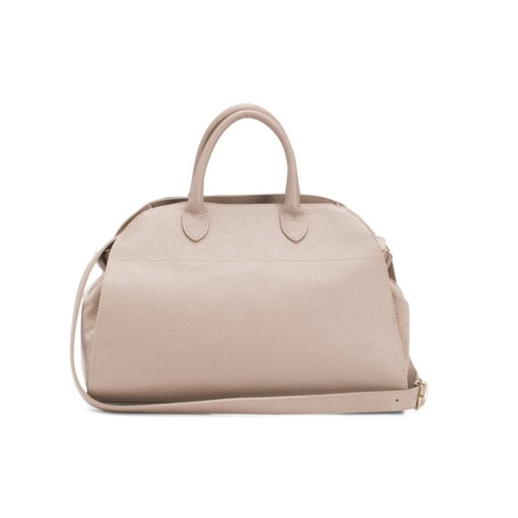 DIVINA FIRENZE Cappuccino Made In Italy Leather Gusset Satchel